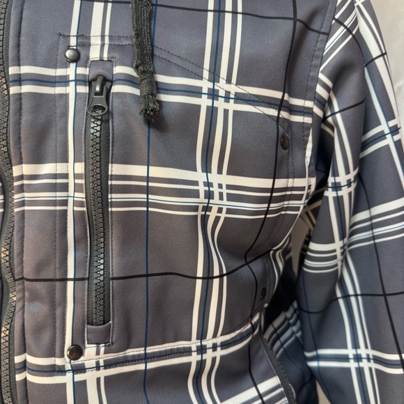 Empyre Gray White Blue Black Plaid Weather Resistant Fleece Lined Ski Snow Coat - Picture 5 of 16